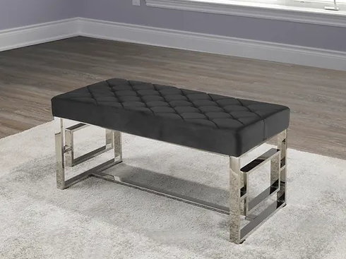 Grey Bench with Chrome Legs