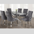 Clear Glass Dining Set with Tufted Chairs