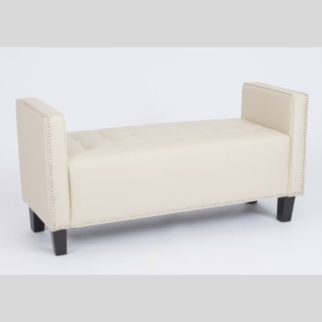 Custom Made Fabric Bench In Beige