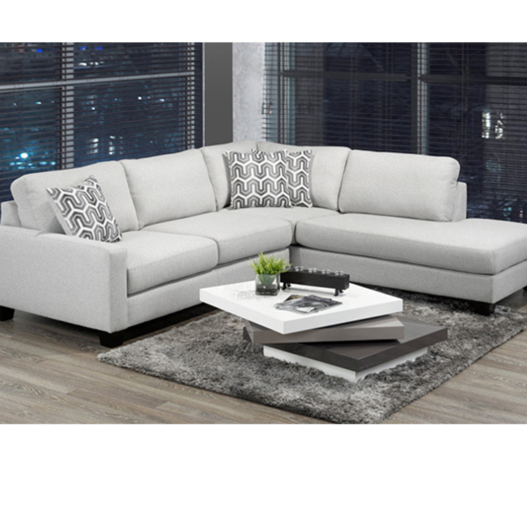 Fabric Sectional In Light Grey Finish!!