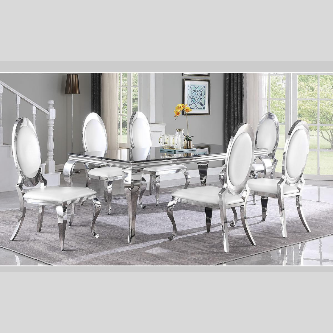 Glass 7pc Dining Set - Bianca