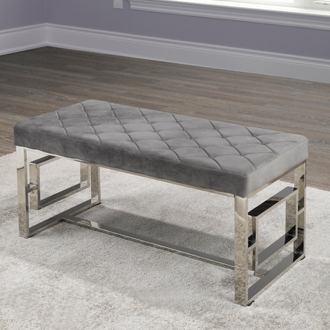 Grey Bench with Chrome Legs
