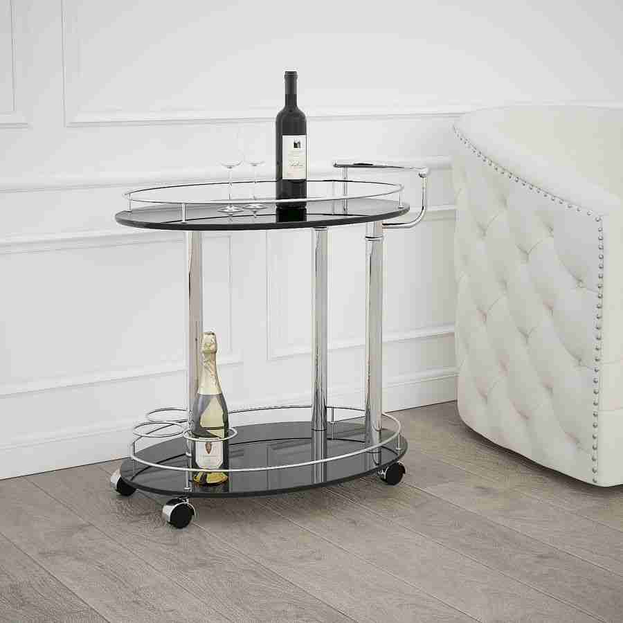 Inka 2-tier Bar Cart in Black and Chrome