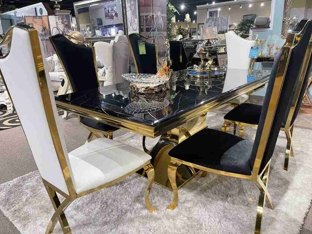 Marble Dining Set in Silver and Gold - B2MOD
