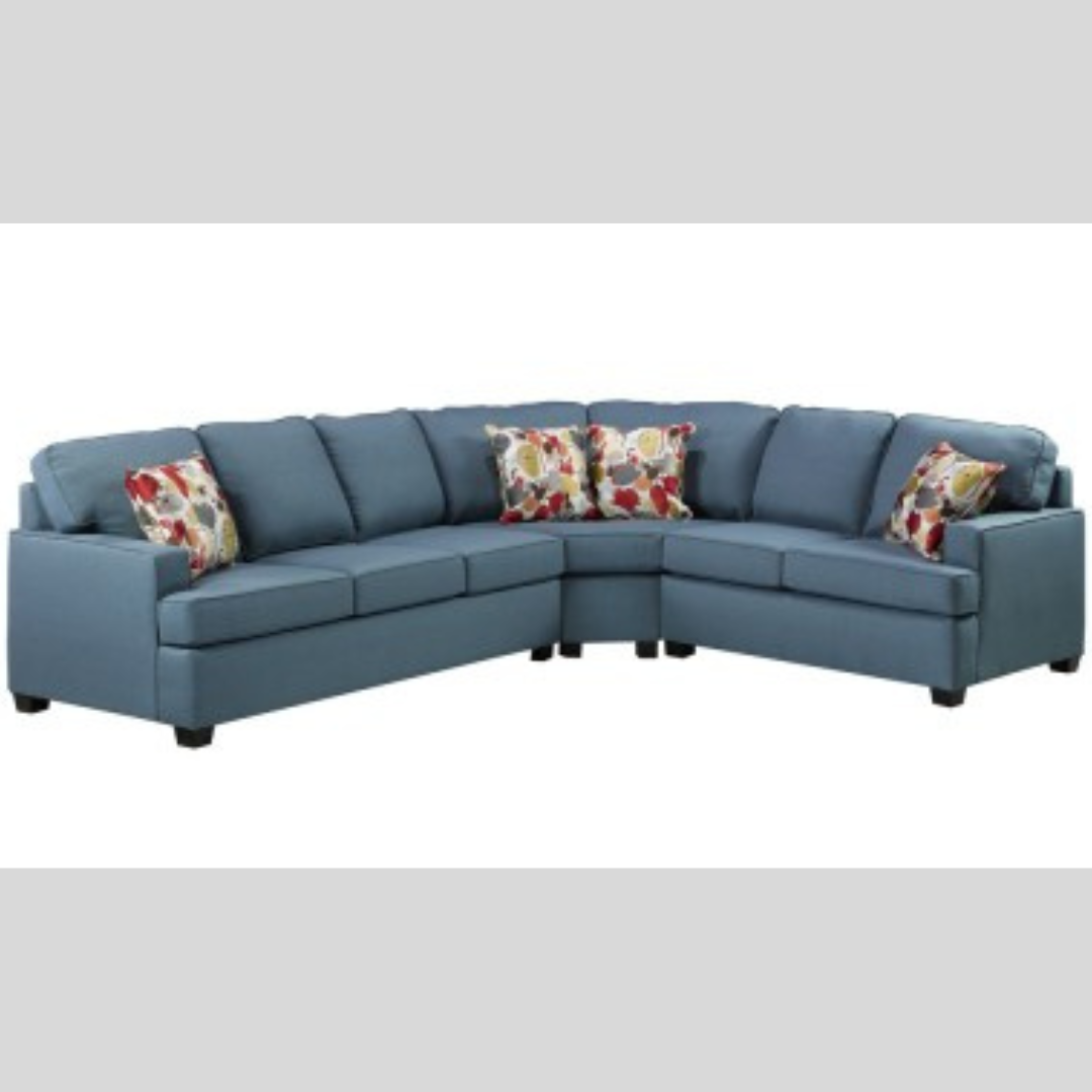 Modern Style Fabric Sectional In Blue