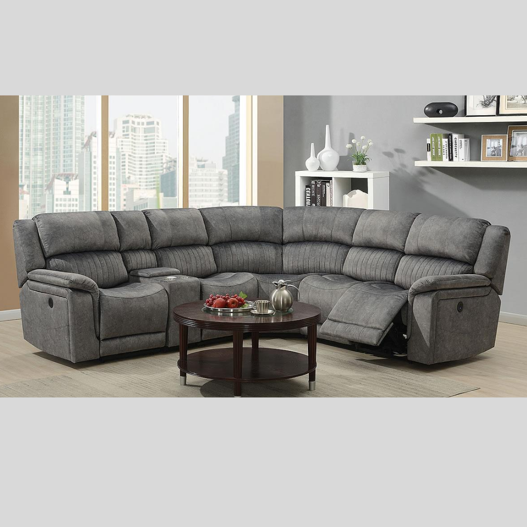 Sectional in Grey Fabric