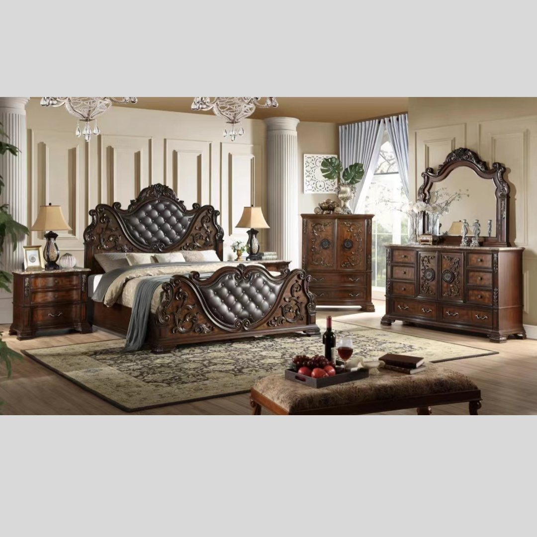 Bedroom Set with Carving - Santa Monika